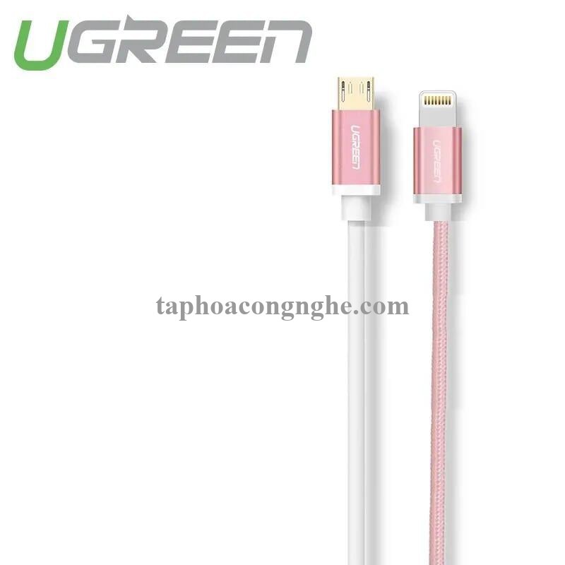 Ugreen 20865 0.5M màu Hồng Dây USB 2.0 sang Type-C đầu nhôm dây bọc vinyl US174 30020865